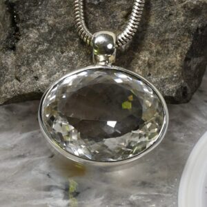 Bergkristall Anhänger, 925er Silber, Edelsteinanhänger (15638), Edelsteinschmuck