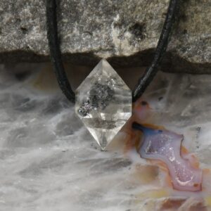 Herkimer Diamant Anhänger, Bergkristall, Edelsteinanhänger (15674), Naturkristall