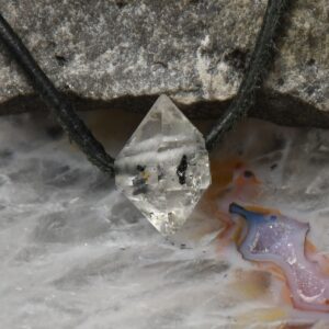 Herkimer Diamant Anhänger, Bergkristall, Edelsteinanhänger (15675), Naturkristall