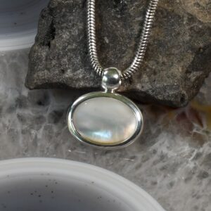 Perlmutt Anhänger, 925er Silber, Edelsteinanhänger (15711), Edelsteinschmuck