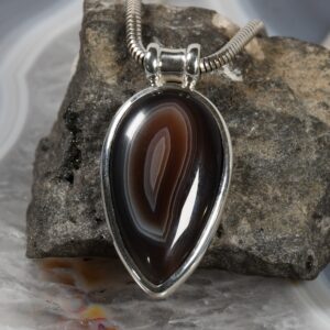 Botswana Achat Anhänger, 925er Silber, Edelsteinanhänger (15795), Edelsteinschmuck