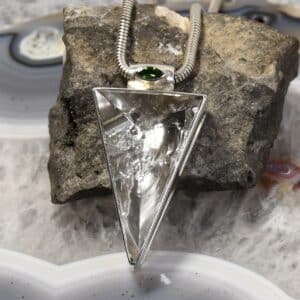 Bergkristall Anhänger, 925er Silber, Edelsteinanhänger (15837), mit Turmalin