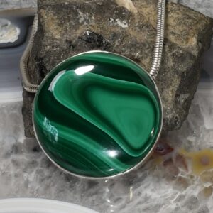 Malachit Anhänger, 925er Silber, Edelsteinanhänger (15880), Edelsteinschmuck