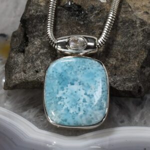 Larimar Anhänger, 925 Silber, Edelsteinanhänger (16039), mit Mondstein