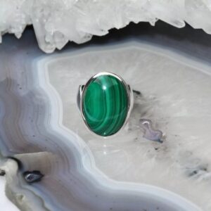 Malachit Ring, 925er Silber, Edelsteinring (23112), Edelsteinschmuck