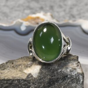 Jade Ring, AAA, 925er Silber, Edelsteinring (24185), Edelsteinschmuck