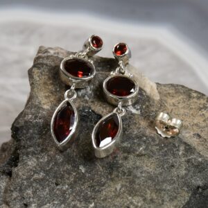 Granat Ohrring, 925er Silber, Edelstein Ohrringe (30078), Edelsteinschmuck
