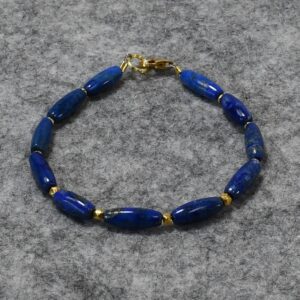 Lapislazuli Armband, Edelstein Armband (A703), 925er Silber, vergoldet