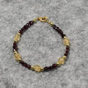 Granat Armband, Edelstein Armband (A728), 925er Silber, vergoldet, mit Citrin