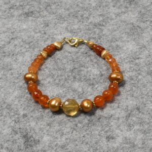 Karneol Armband, Edelstein Armband (A732), 925er Silber, vergoldet, mit Citrin