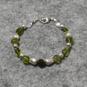 Peridot Armband, Edelstein Armband (A735), 925er Silber, mit Bergkristall