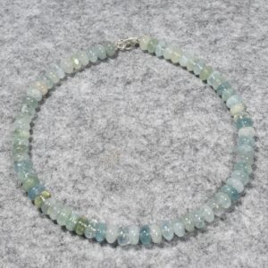 Aquamarin Halskette, Edelsteinkette (K2285), mit 925er Silber