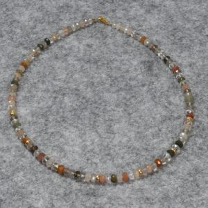 Quarz Halskette, Edelsteinkette (K2302), 925er Silber, vergoldet